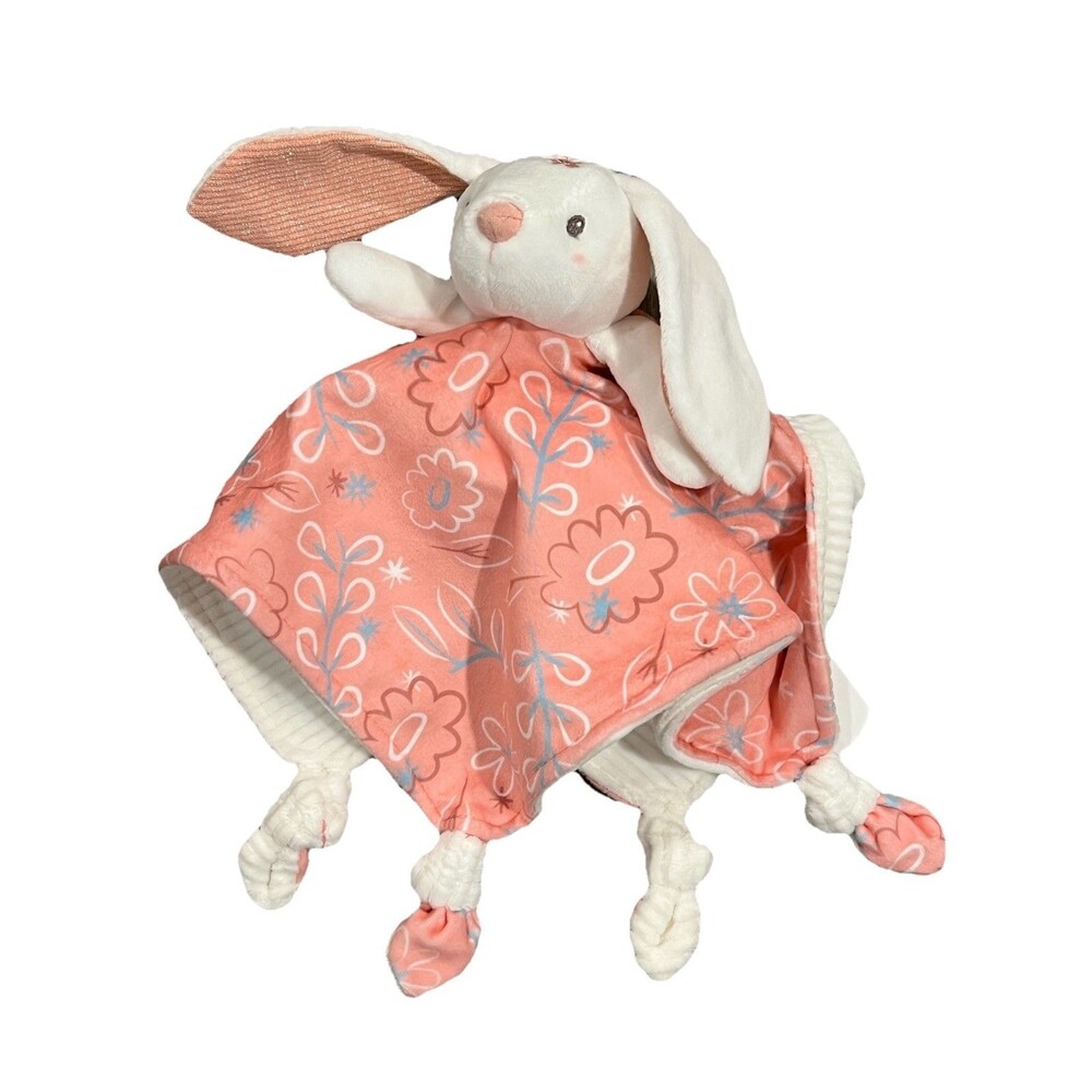 Mary Meyer Bella Bunny Baby Lovey Blanket Knotted Pink Floral White 44681 New